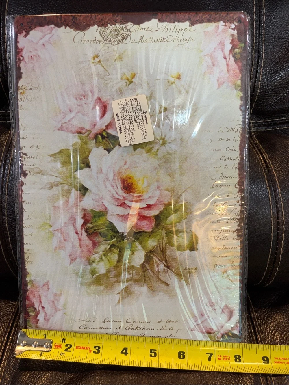 Pink and Cream Faux Vintage Rose Wall Art
